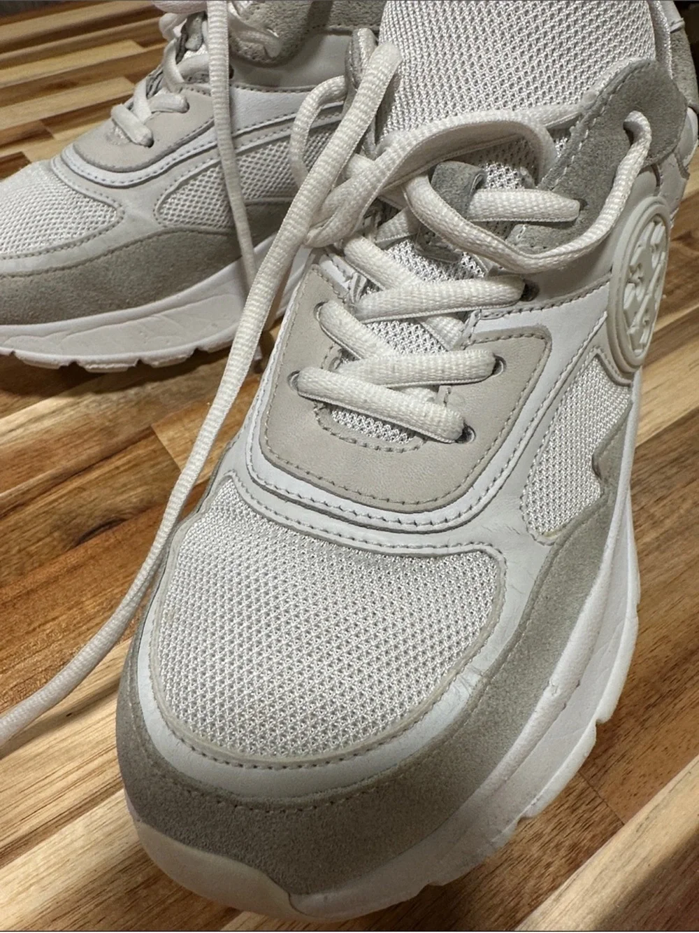 Tory Burch Cream and White Platform Sneakers